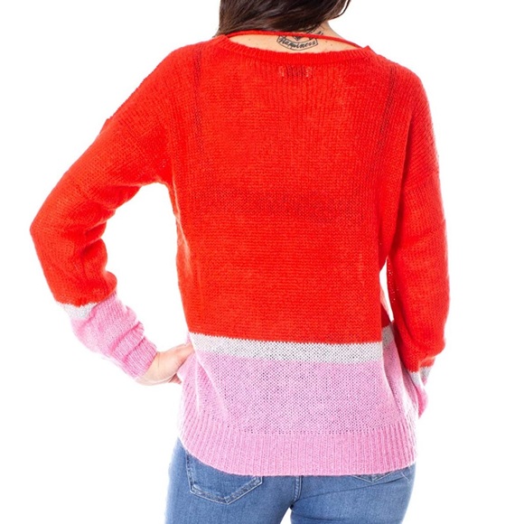 Jacqueline de Yong Addison Sweater Open Weave Color Pop Stripe Sweater Sz S EUC - Picture 5 of 16